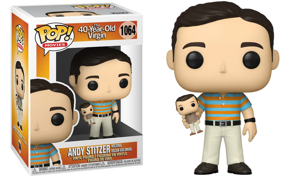 Funko Pop! The 40 Year Old Virgin Andy Stitzer holding Oscar Goldman #1064
