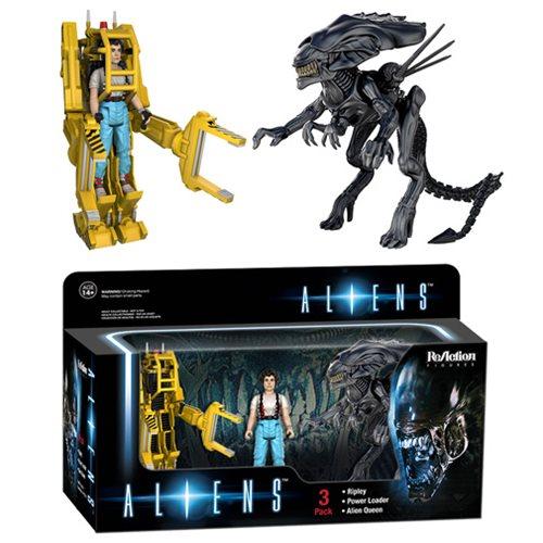 Funko Reaction Aliens (Ripley, Power Loader, Queen Alien) 3 Pack Figure (Light Box Damage)