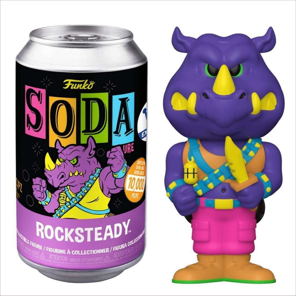 Funko Teenage Mutant Ninja Turtles TMNT Rocksteady (Blacklight) Exclusive Vinyl Soda (10,000 PCS)(Opened Can)