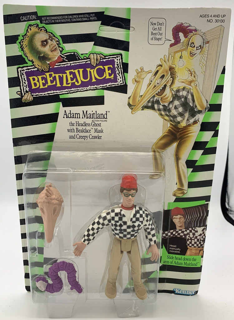 Kenner Beetlejuice Adam Maitland the Headless Ghost with Beakface Mask and Creepy Crawler (Unpunched) Vintage Action Figure
