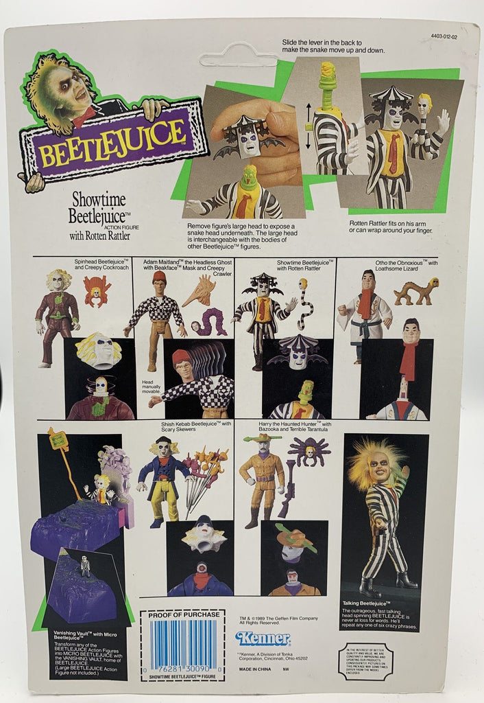 Kenner Beetlejuice Showtime Beetlejuice with Rotten Rattler (Unpunched) Vintage Action Figure Action Figure Kenner 