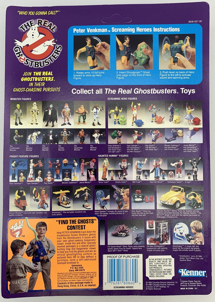 Kenner The Real Ghostbusters Peter Venkman and Ghoulgroan Ghost Screaming Heroes (Unpunched) Vintage Action Figure Action Figure Kenner 