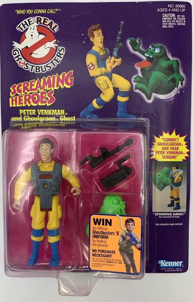 Kenner The Real Ghostbusters Peter Venkman and Ghoulgroan Ghost Screaming Heroes (Unpunched) Vintage Action Figure