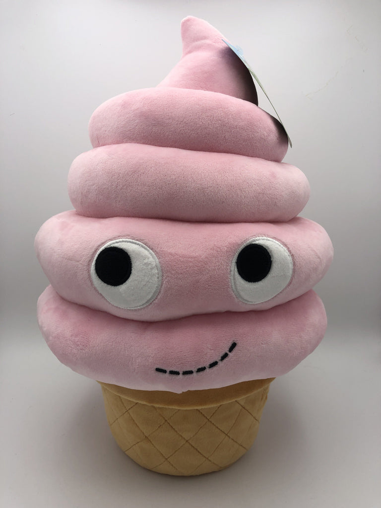 Kidrobot Yummy World Strawberry Swirl Soft 16 Inch Ice Cream Plush