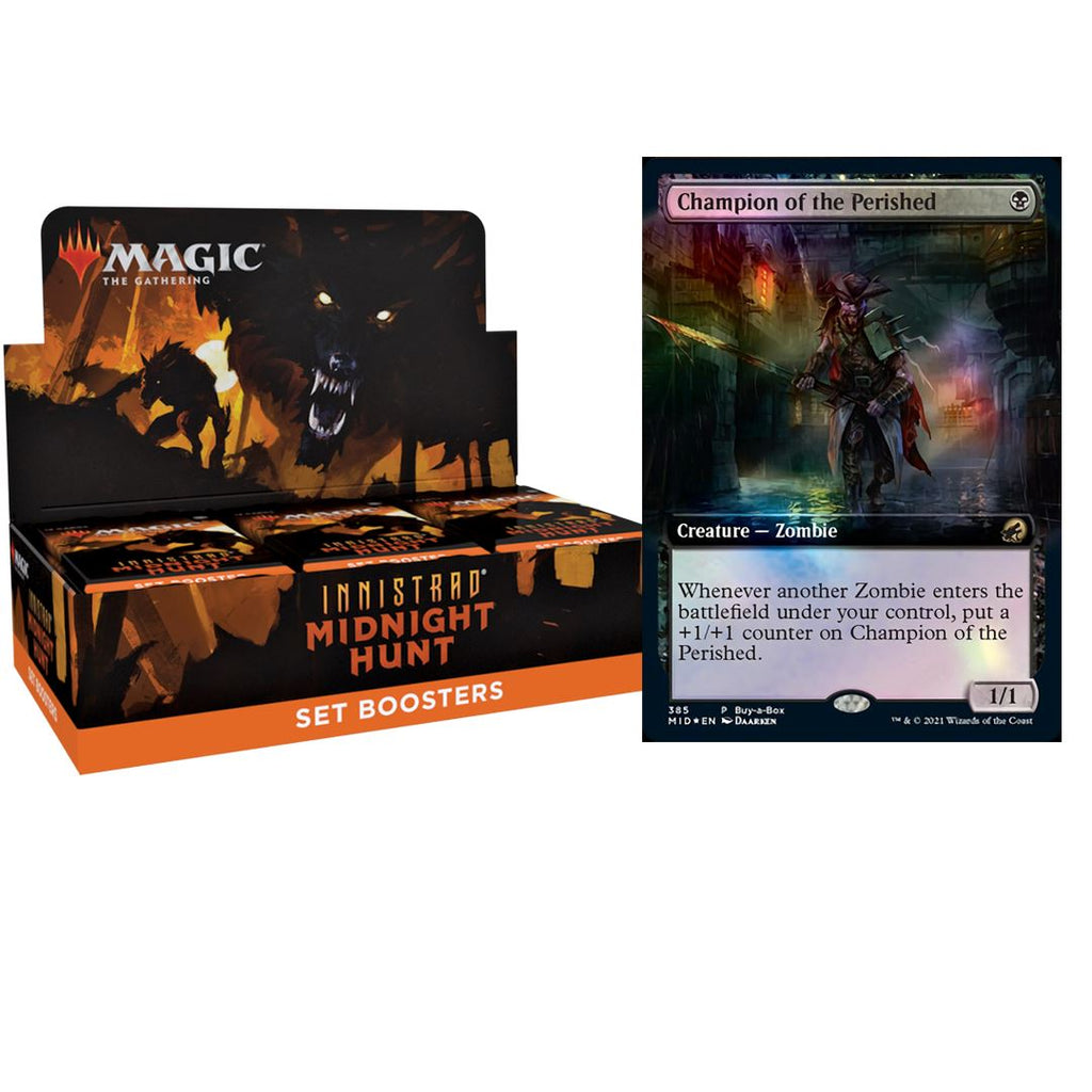 Magic the Gathering: Innistrad Midnight Hunt Set Booster Box w/ Foil Champion of the Perished Buy a Box Promo (30 Packs)