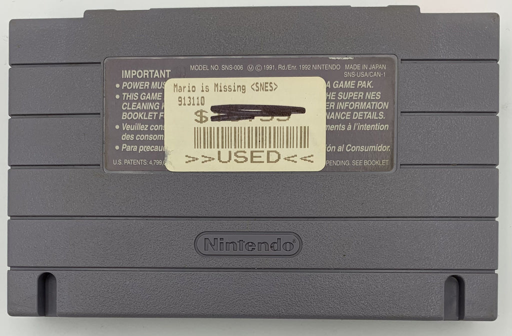 Mario is Missing for the Super Nintendo (Loose Game) Nintendo 