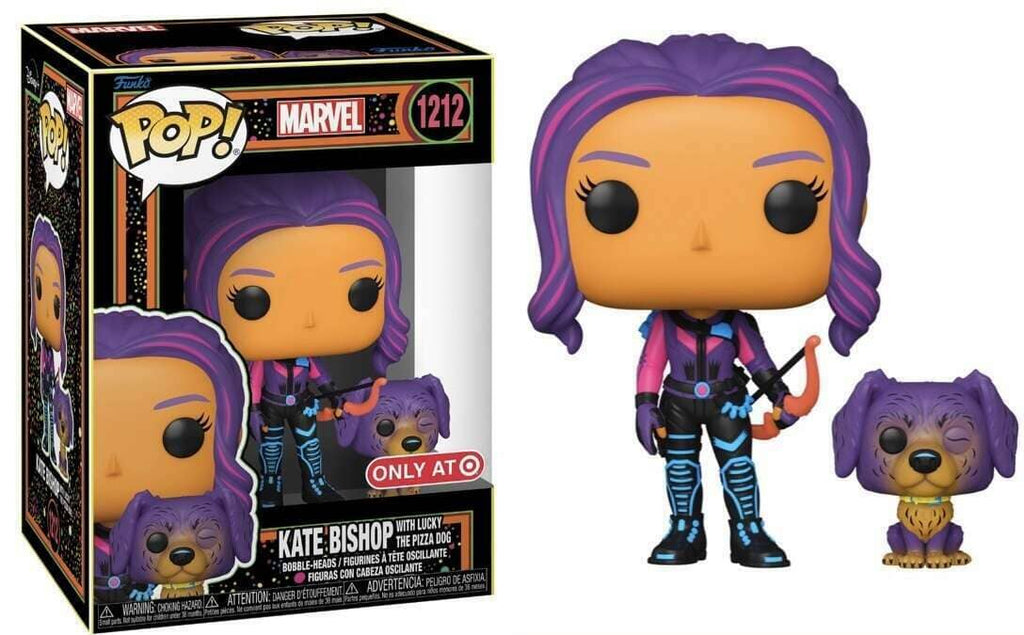Marvel Kate Bishop with Lucky the Pizza Dog Blacklight Exclusive Funko Pop! #1212