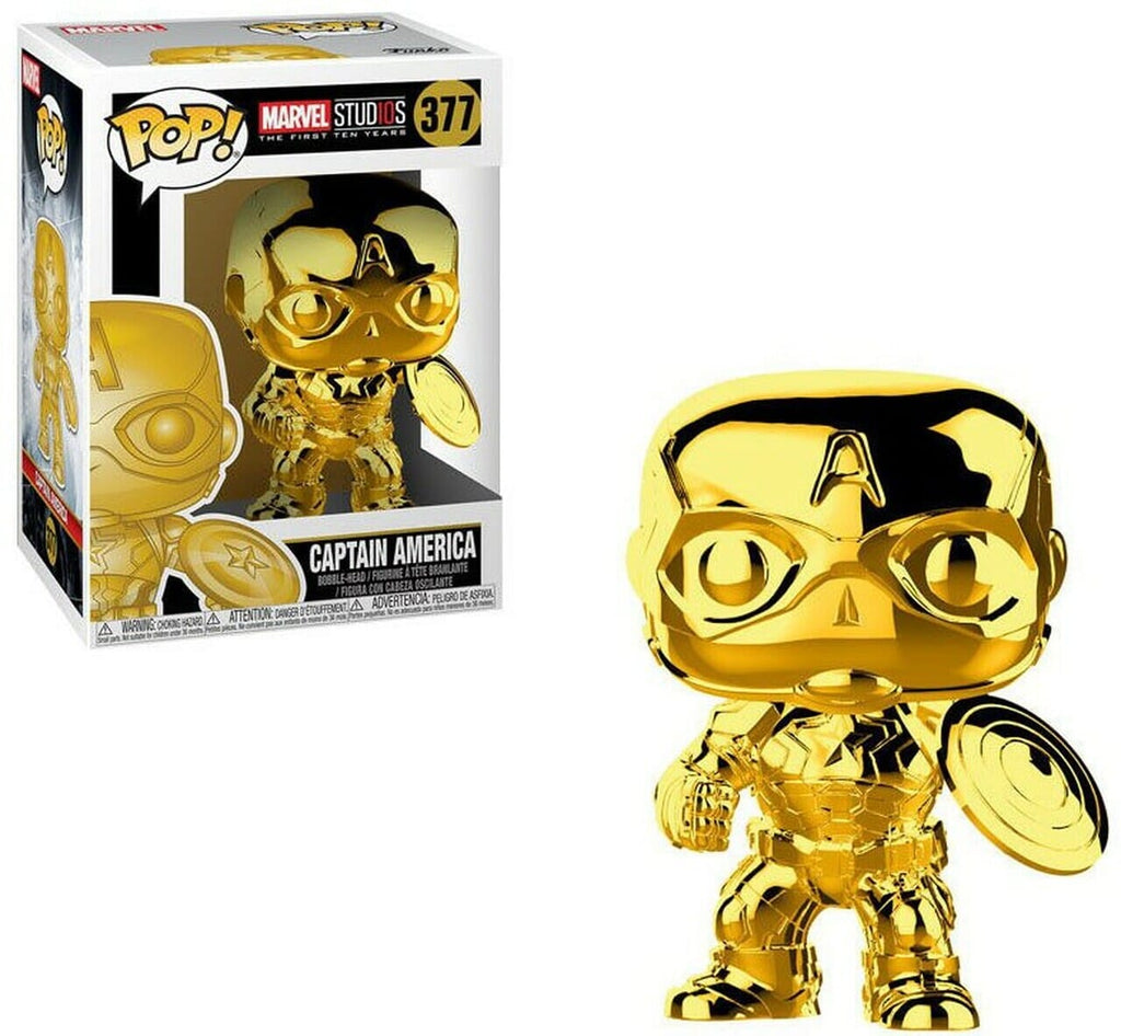 Marvel Studio's 10th Anniversary Captain America Gold Chrome Funko Pop! #377