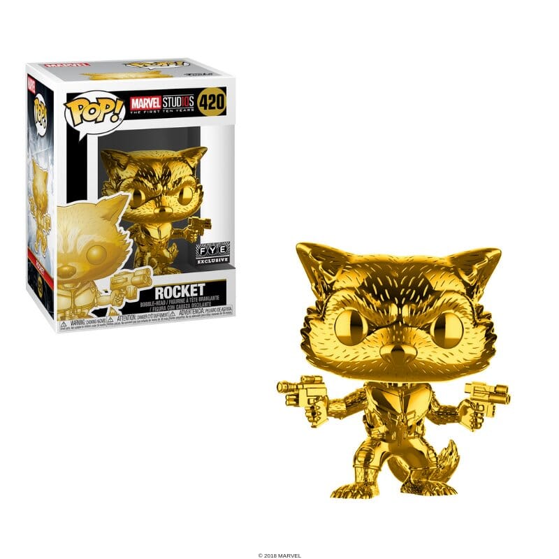 Marvel Studio's 10th Anniversary Rocket Gold Chrome Exclusive Funko Pop! #420