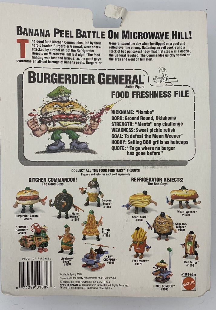 Mattel Food Fighters Burgerdier General Vintage Action Figure Action Figure Mattel 