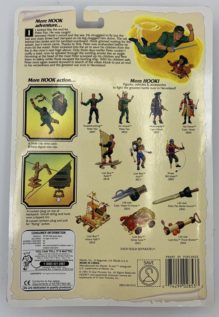 Mattel Hook Air Attack Peter Pan Vintage Action Figure Action Figure Mattel 
