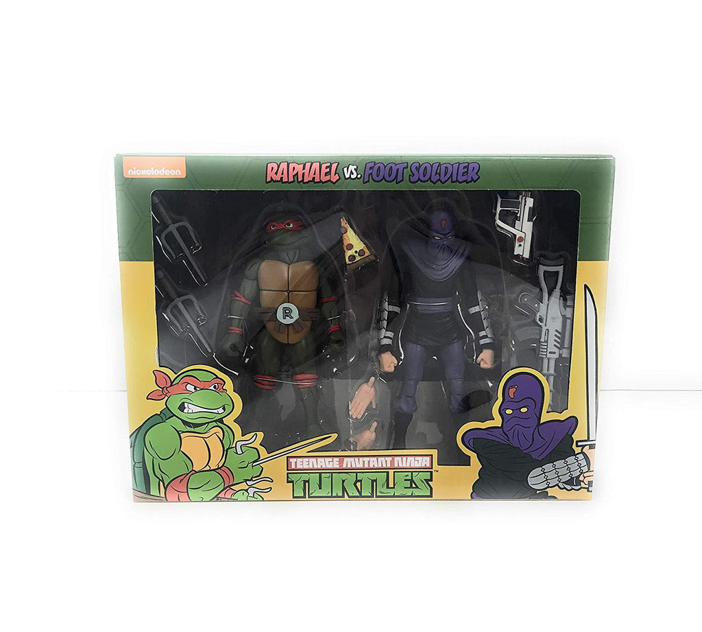 NECA Teenage Mutant Ninja Turtles (TMNT) Raphael vs Foot Soldier Action Figure 2-Pack