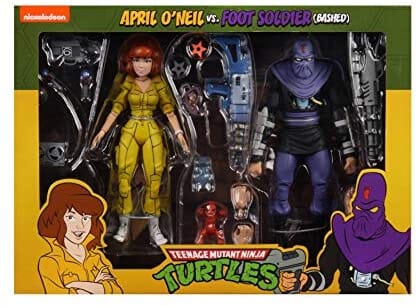 Neca Teenage Mutant Ninja Turtles TMNT April O'Neil and Foot Soldier (Bashed) Action Figure 2 Pack