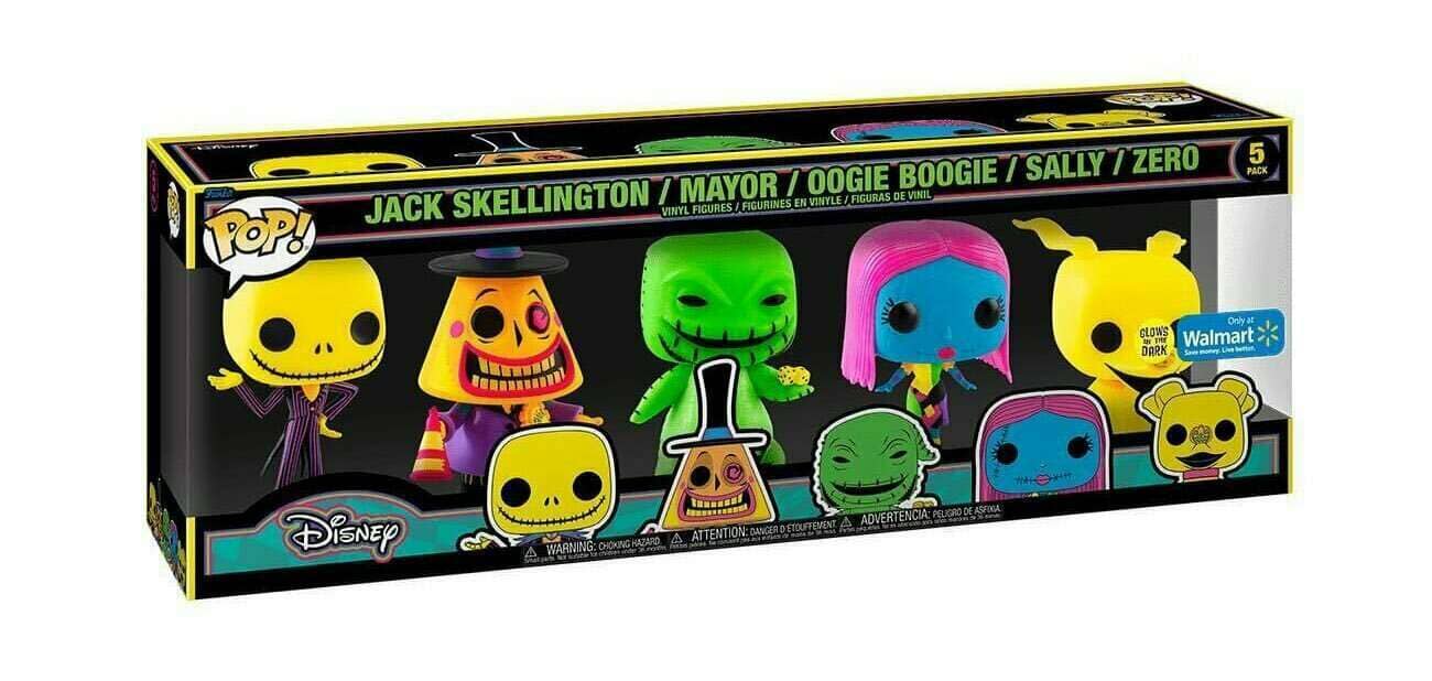 Funko Nightmare Before Christmas Sally & Jack Schwarzlicht 2er-Set Pocket Pop! – Exklusive UV-Leucht-Figuren