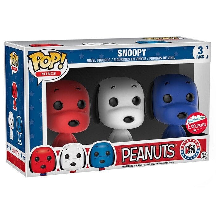 Peanuts Snoopy (Rock the Vote) Exclusive 3 Pack Funko Pop! 