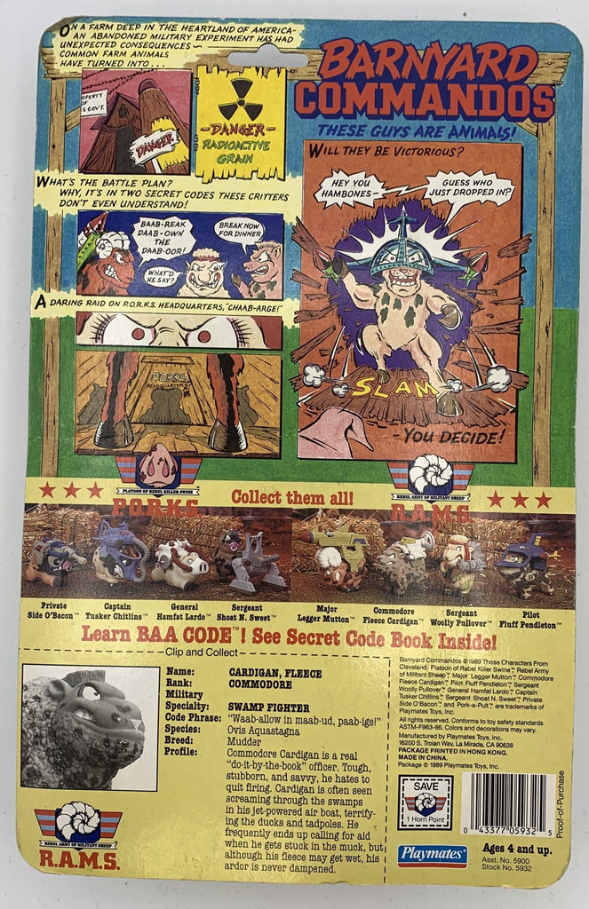 Playmates Barnyard Commandos Commodore Fleece Cardigan Vintage Action Figure Action Figure playmates 