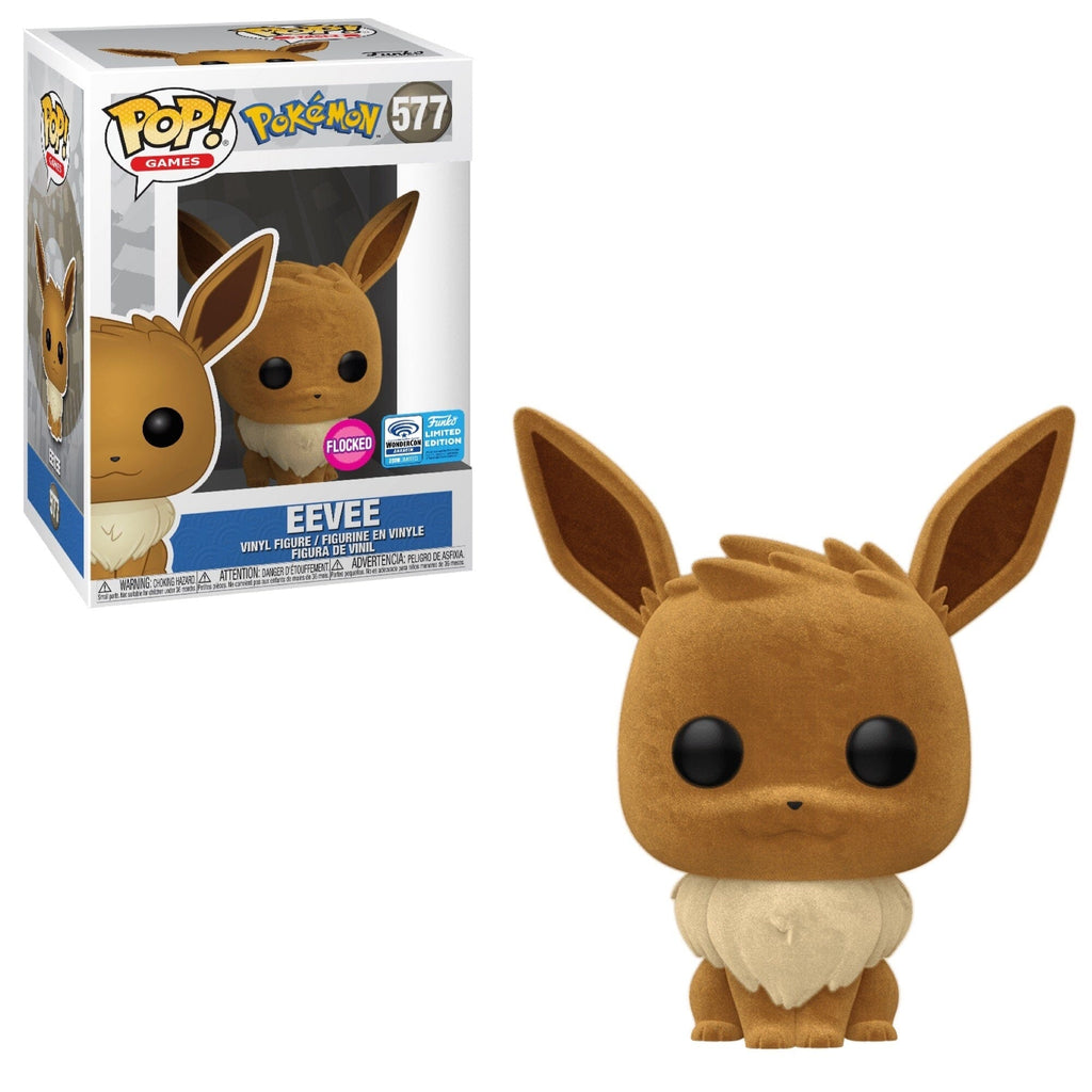 Pokemon Eevee Flocked Wonder Con (Official Sticker) Exclusive Funko Pop! #577