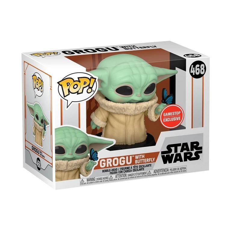 Star Wars The Mandalorian Grogu (The Child) with Butterfly Exclusive Funko Pop! #468
