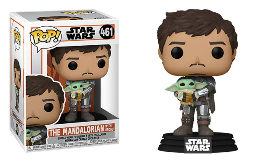 Star Wars The Mandalorian Mando Unmasked Holding Grogu (Child) Funko Pop! #461