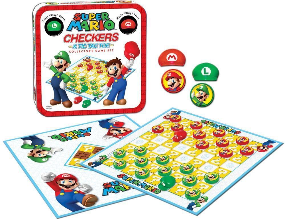 Super Mario Checkers & Tic Tac Toe Collector's Board Game Set Checkers USAopoly 