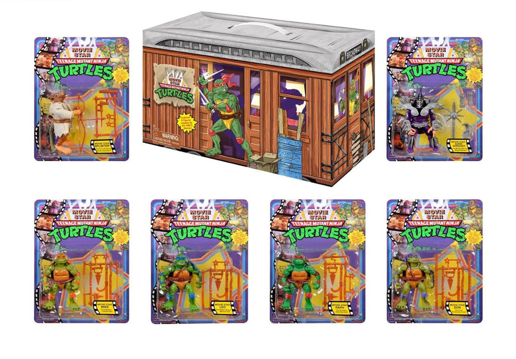 Teenage Mutant Ninja Turtles (TMNT) Retro Movie Star Action Figure 6-Pack (Leonardo, Michelangelo, Raphael, Donatello, Splinter, Super Shredder)