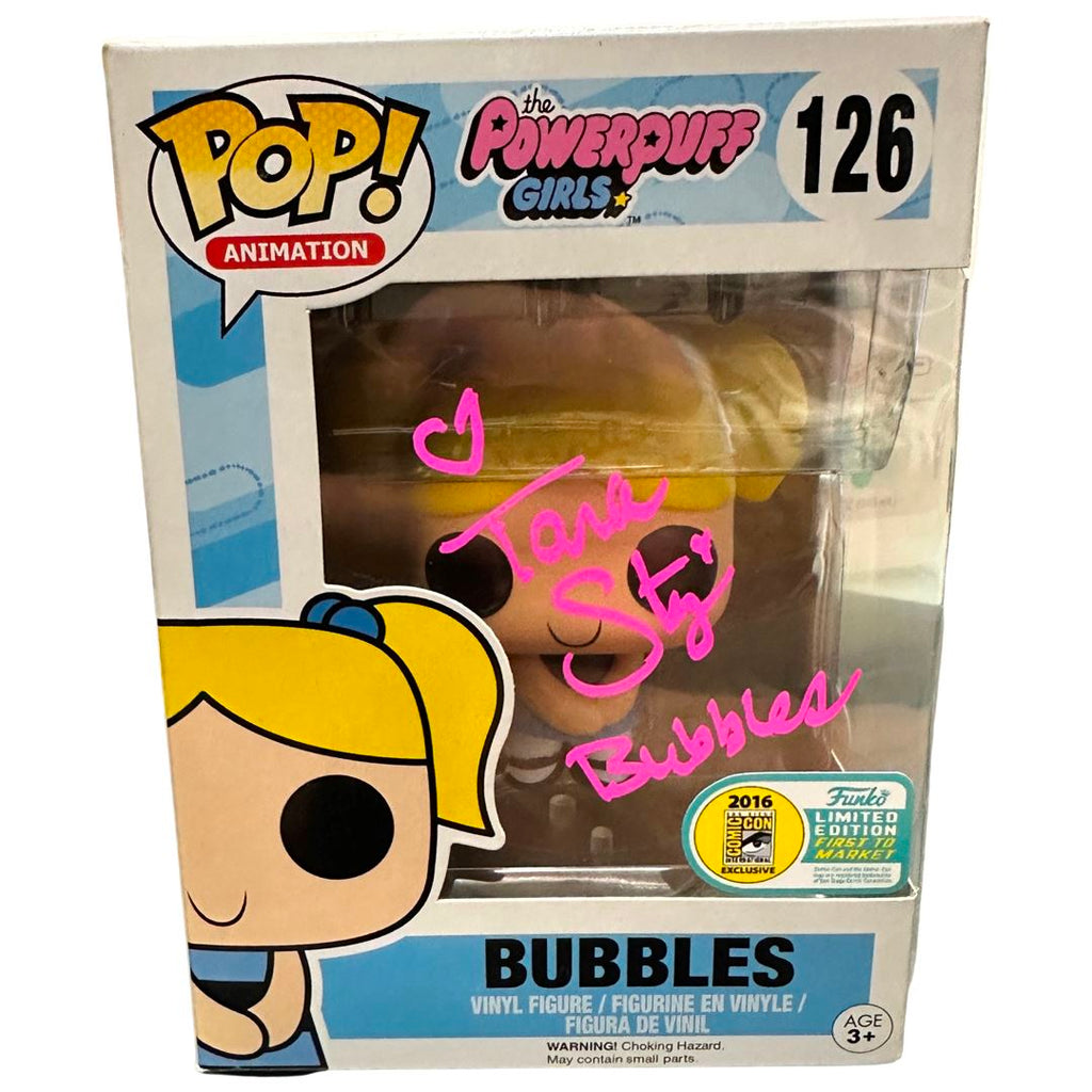The Powerpuff Girls Bubbles SIGNED Autographed by Tara Strong SDCC Exclusive Funko Pop! #126 (JSA Certified)