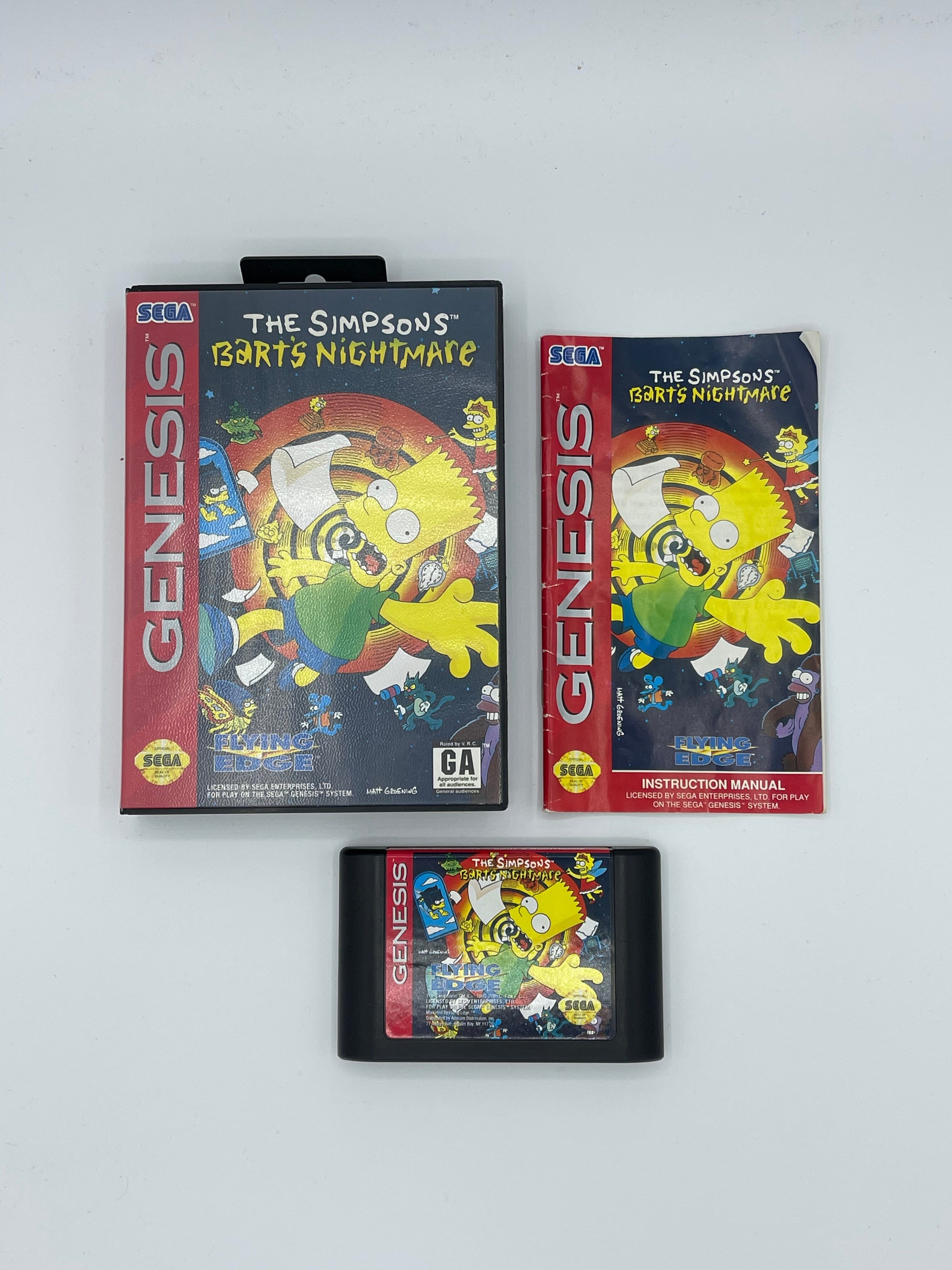The Simpsons Bart's Nightmare Game for the Sega Genesis (Complete