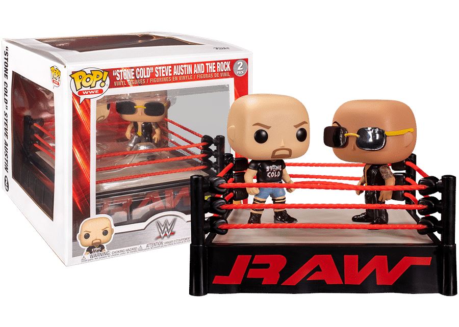 WWE Stone Cold Steve Austin and the Rock in Ring Funko Pop! 