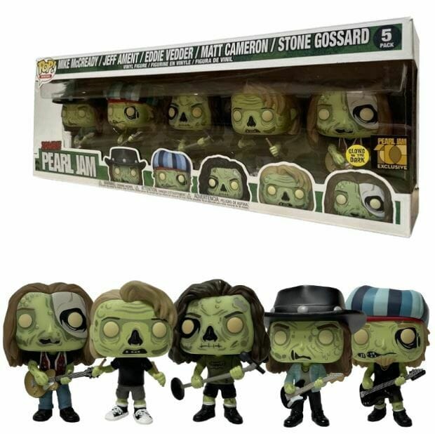 Zombie Pearl Jam (Mike McCready, Jeff Ament, Eddie Vedder, Matt Cameron, Stone Gossard) Glow Exclusive 5 Pack Funko Pop! Rocks